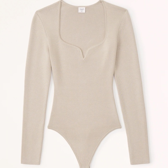 Abercrombie Beige Sweetheart Sweater Bodysuit - Beige Sz S NWOT - Picture 1 of 3